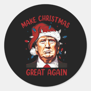 Maak kerst weer leuk Kerstman Trump 2024 Ronde Sticker