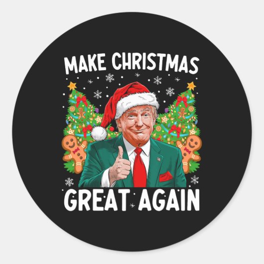 Maak kerst weer leuk Kerstman Trump 2024 Ronde Sticker (Voorkant)