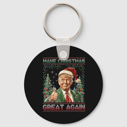 Maak kerst weer leuk Kerstman Trump 2024 Sleutelhanger (Voorkant)