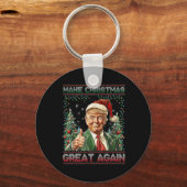 Maak kerst weer leuk Kerstman Trump 2024 Sleutelhanger (Voorkant)