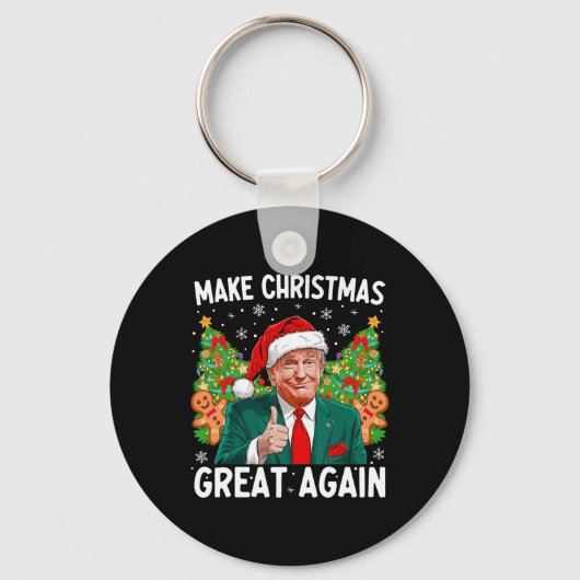 Maak kerst weer leuk Kerstman Trump 2024 Sleutelhanger (Voorkant)