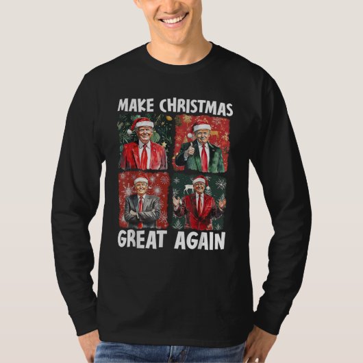 Maak kerst weer leuk Kerstman Trump 2024 T-shirt (Voorkant)
