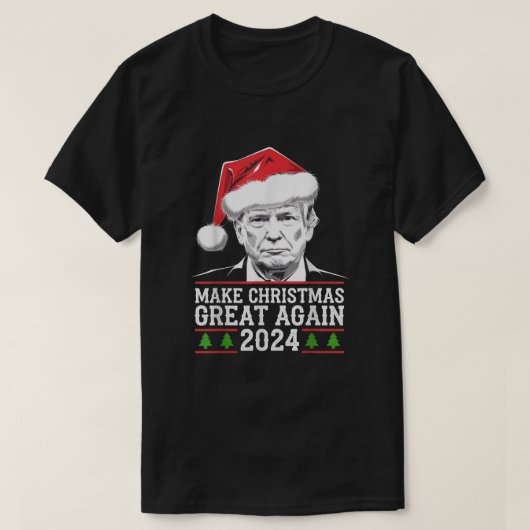 Maak kerst weer leuk Kerstman Trump 2024 T-shirt (Design voorkant)