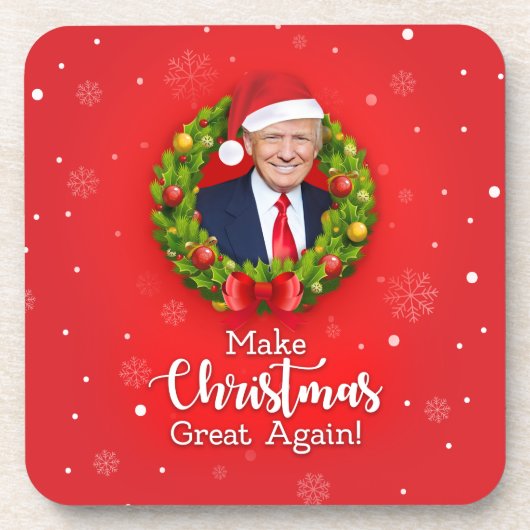 Maak kerstcadeau weer leuk, Trump MAGA grappig Bier Onderzetter (Voorkant)