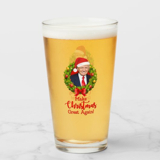 Maak kerstcadeau weer leuk, Trump MAGA grappig Glas (Voorkant gevuld)