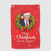 Maak kerstcadeau weer leuk, Trump MAGA grappig Golfhanddoek (Voorkant)
