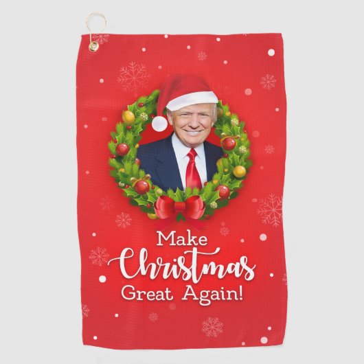 Maak kerstcadeau weer leuk, Trump MAGA grappig Golfhanddoek (Voorkant)