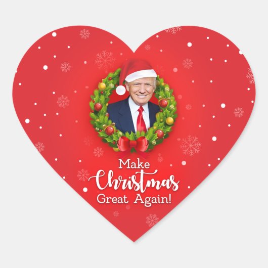 Maak kerstcadeau weer leuk, Trump MAGA grappig Hart Sticker (Voorkant)