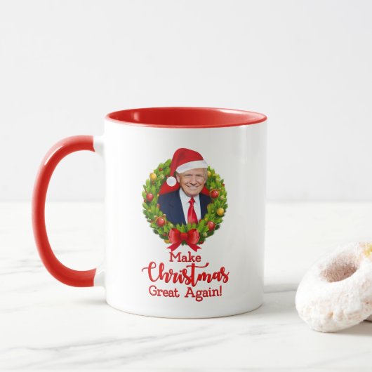 Maak kerstcadeau weer leuk, Trump MAGA grappig Mok (Met donut)