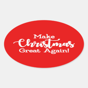 Maak kerstcadeau weer leuk, Trump MAGA grappig Ovale Sticker