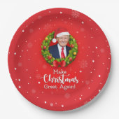 Maak kerstcadeau weer leuk, Trump MAGA grappig Papieren Bordje (Voorkant)