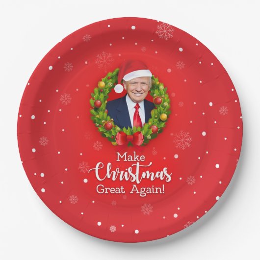 Maak kerstcadeau weer leuk, Trump MAGA grappig Papieren Bordje (Voorkant)