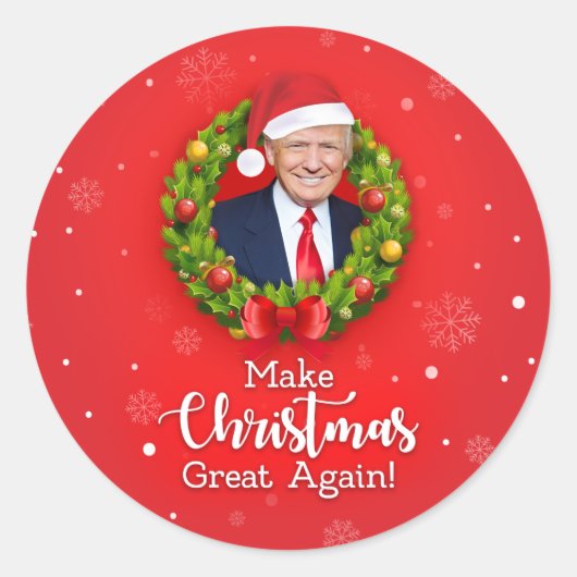 Maak kerstcadeau weer leuk, Trump MAGA grappig Ronde Sticker (Voorkant)