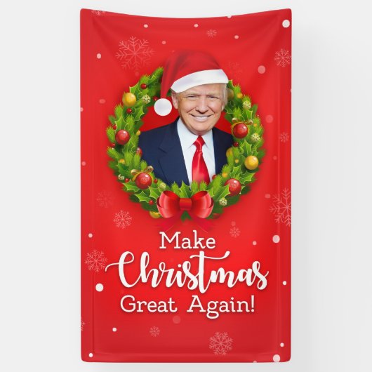 Maak kerstcadeau weer leuk, Trump MAGA grappig Spandoek (Verticaal)