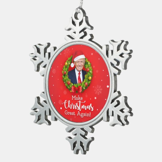 Maak kerstcadeau weer leuk, Trump MAGA grappig Tin Sneeuwvlok Ornament (Rechts)