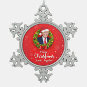 Maak kerstcadeau weer leuk, Trump MAGA grappig Tin Sneeuwvlok Ornament (Voorkant)