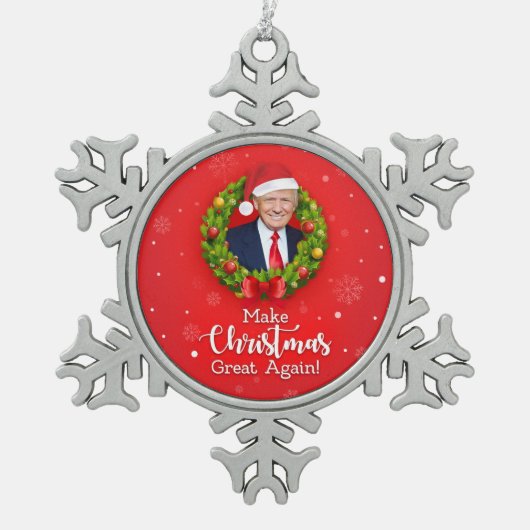 Maak kerstcadeau weer leuk, Trump MAGA grappig Tin Sneeuwvlok Ornament (Voorkant)