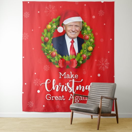 Maak kerstcadeau weer leuk, Trump MAGA grappig Wandkleed (In situ)