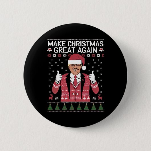 Maak Kerstmis Groot Again Trump Pyjama's Lelijk  Ronde Button 5,7 Cm (Voorkant)