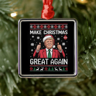 Maak Kerstmis Groot Again Trump Pyjama's Lelijke K Metalen Ornament