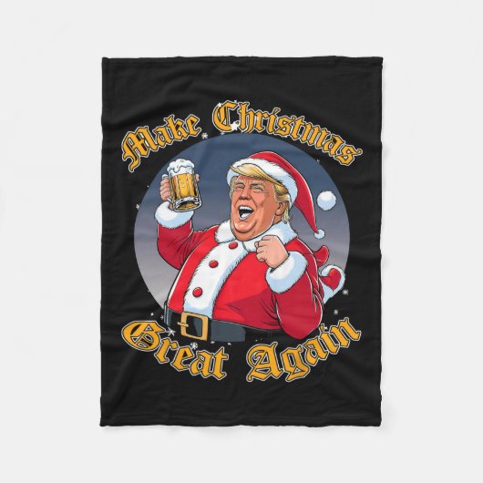 Maak Kerstmis weer geweldig 2024 Trump Funny Trump Fleece Deken (Voorkant)