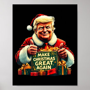 Maak Kerstmis weer geweldig Grappige Kerstman Trum Poster