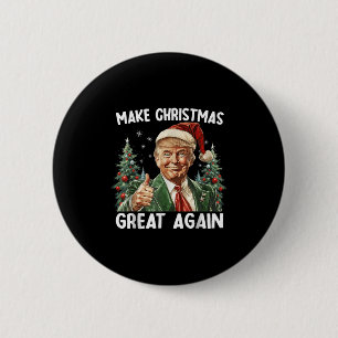Maak Kerstmis weer geweldig Grappige Kerstman Trum Ronde Button 5,7 Cm