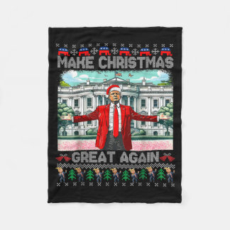 Maak Kerstmis weer geweldig Kerst Morsig Trump Pyj Fleece Deken