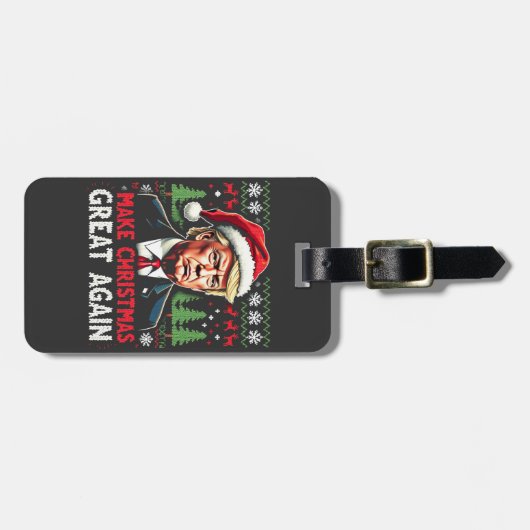 Maak Kerstmis weer geweldig, lelijke kersttrui Tru Bagagelabel (Voorkant horizontaal)