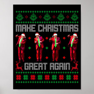 Maak Kerstmis weer geweldig Santa Trump Dans Lelij Poster