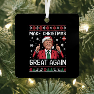 Maak Kerstmis weer geweldig Trump Pyjama's Lelijke Metalen Ornament
