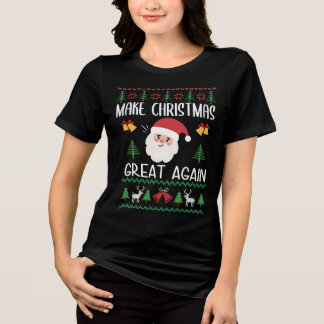 Maak Kerstmis weer geweldig Xmas Grappig Trump Pyj Tri-Blend Shirt