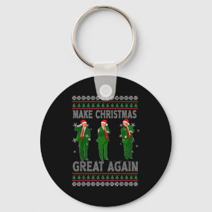 Maak Kerstmis weer Groot Santa Trump Dans Lelijk Sleutelhanger