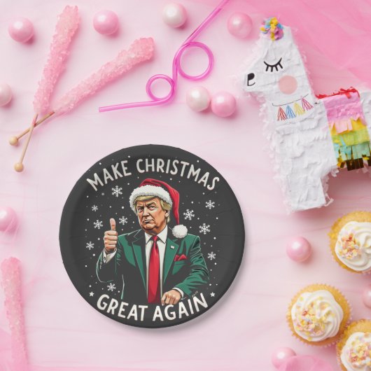 Maak Kerstmis weer Groot Ugly Xmas Sweater Trump Papieren Bordje (Feest)