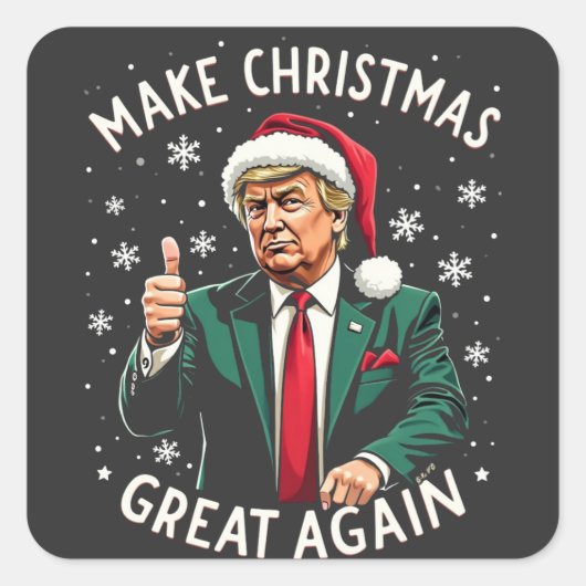 Maak Kerstmis weer Groot Ugly Xmas Sweater Trump Vierkante Sticker (Voorkant)