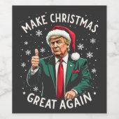 Maak Kerstmis weer Groot Ugly Xmas Sweater Trump Wijn Etiket (Enkel label)