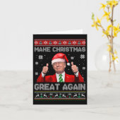 Maak Kerstmis weer Groot Xmas Grappig Trump Pyjama Kaart (Gele Bloem)