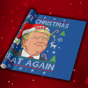 Maak Kerstmis weer leuk Trump 2024 Cadeaupapier