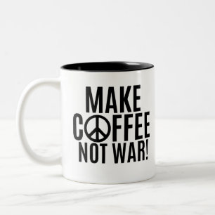 Maak koffie geen oorlog tweekleurige koffiemok