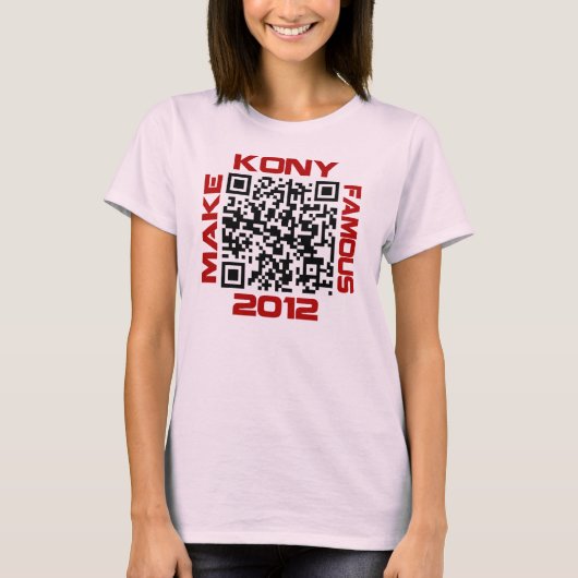 Maak Kony beroemd 2012 Video QR Code Joseph Kony T-shirt (Voorkant)