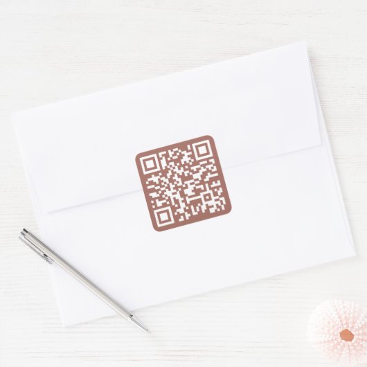 Maak Koperen Roest Aangepaste QR-code Websiteadres Vierkante Sticker (Envelop)