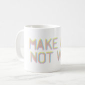 Maak kunst, geen oorlog koffiemok (Voorkant links)
