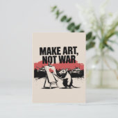 Maak kunst geen oorlogskunst kunstenaar briefkaart (Staand voorkant)