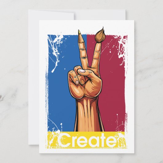 Maak Kunst Hand Vredesteken Inspirerend Aankondiging (Voorkant)