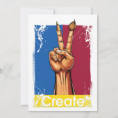 Maak Kunst Hand Vredesteken Inspirerend Aankondiging (Achterkant)