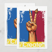 Maak Kunst Hand Vredesteken Inspirerend Aankondiging (Voorkant / Achterkant)