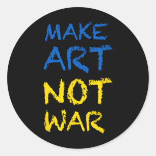 Maak kunst niet oorlog kleuren vlag Oekraïne Ronde Sticker