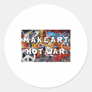 Maak Kunst Niet Oorlog Vrede Graffiti Wall Mannen Ronde Sticker
