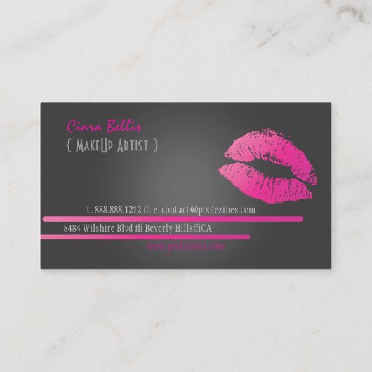 Maak kunstenaars, Monogram, hete roze lippen Visitekaartje (Achterkant)