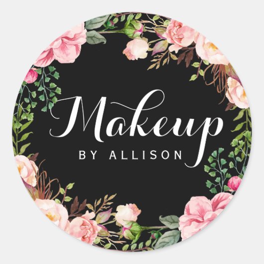 Maak kunstmatig kalligrafisch Manuscript Floral Wr Ronde Sticker (Voorkant)